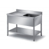 Stainless Steel Table 1 Bowl Sink With Under Shelf And Backsplash – 1000x700x900+100 mm