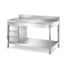 Stainless Steel Tables On Legs With Side Set Of 3 Drawers Unit With Backsplash – 1000x700x900 mm